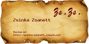 Zsinka Zsanett névjegykártya